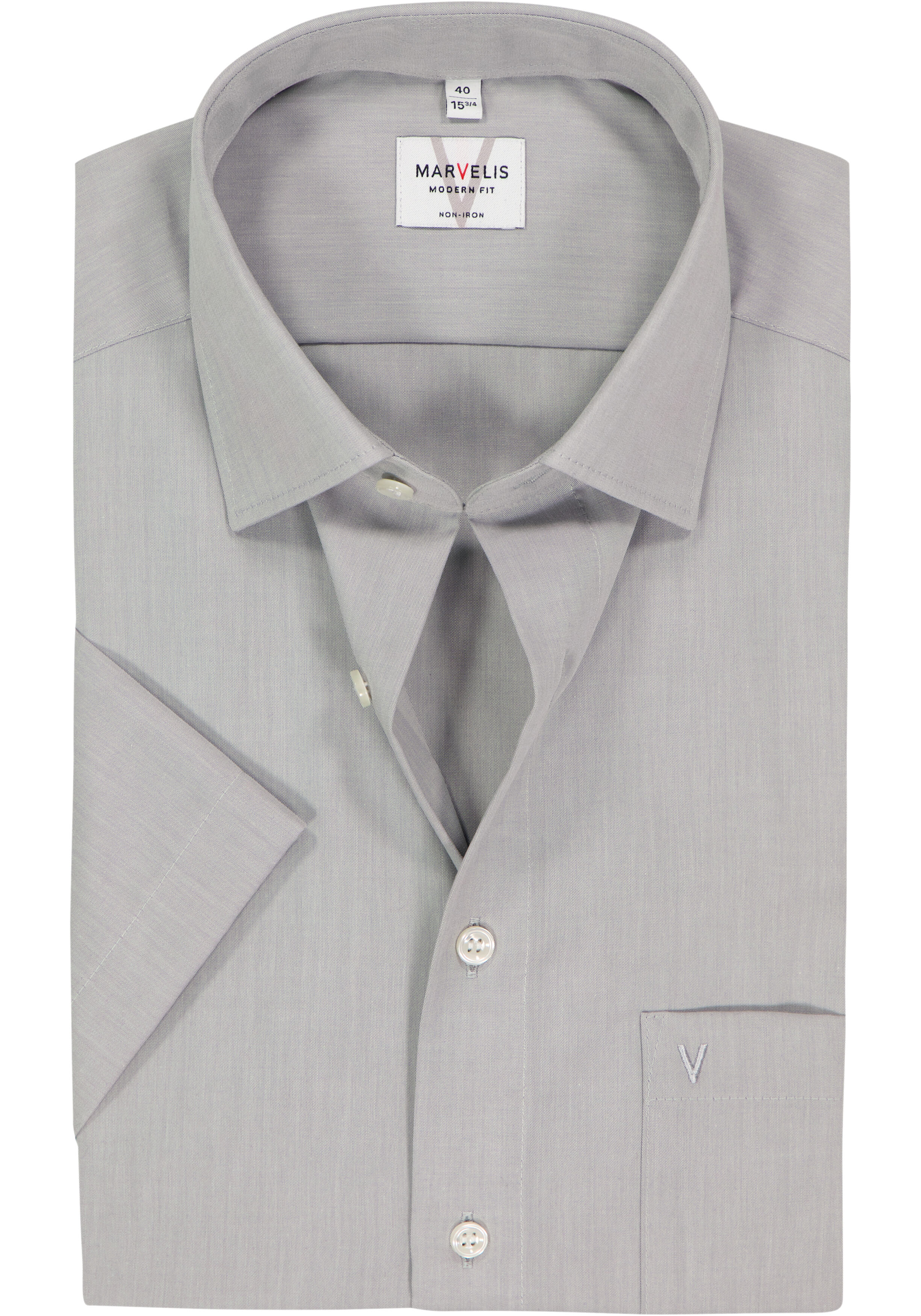 MARVELIS modern fit overhemd, korte mouw, grijs